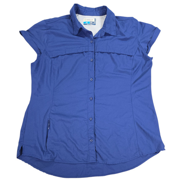 Magellan Women XXL Fishing Shirt Semi Fitted Navy Outdoor Camping Utility Beach - Picture 2 of 11